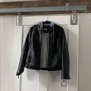 Jou Jou Hooded Leather Jacket Juniors Size XL